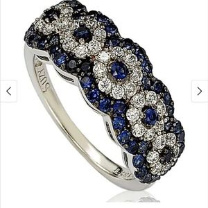 Sapphire and Moissanite 925 with 18kt accents